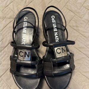 CNC Costume National Black Strappy Sandals